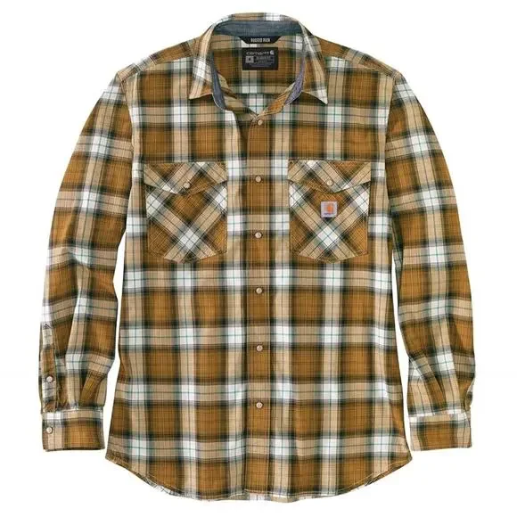 Carhartt Men's Rugged Flex Relaxed Lightweight Long-Sleeve Snap Plaid Shirt M - Picture 2 of 7